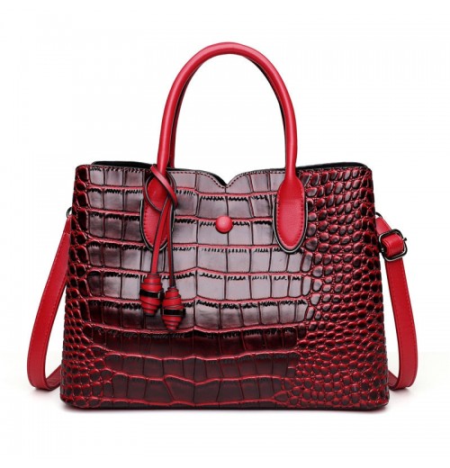 Croc Embossed Leather Tote Croc Embossed Leather Tote