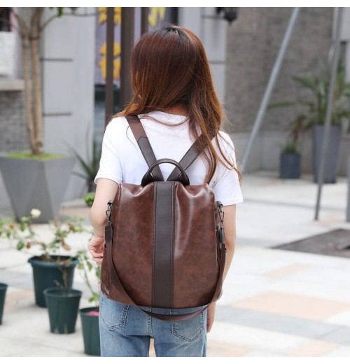 Leather Travel Backpack Anti Theft Leather Travel Backpack Anti Theft